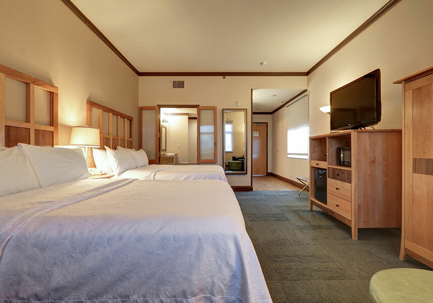 guest room with two queen beds